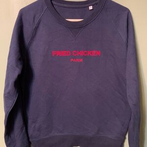FRIED CHICKEN, PARIS Crewneck Sweatshirt Medium Navy Blue Red